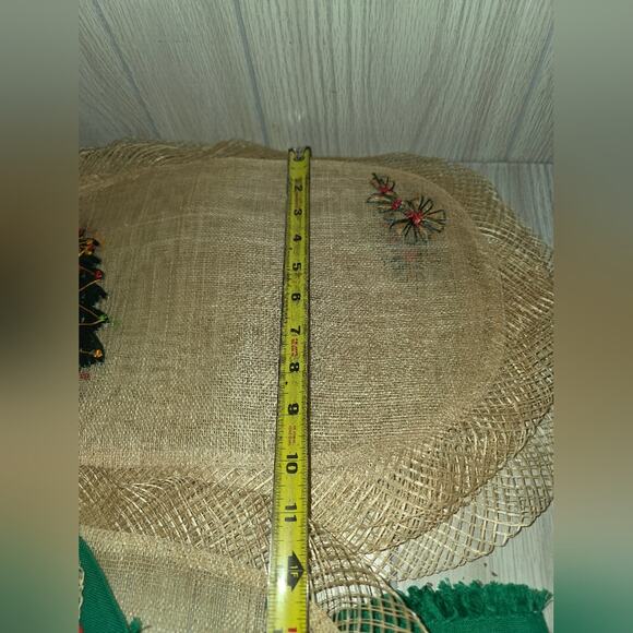 Vtg Christmas Tree Woven Raffia Oval Placemats Coasters Napkins Holiday Boho - Picture 7 of 9